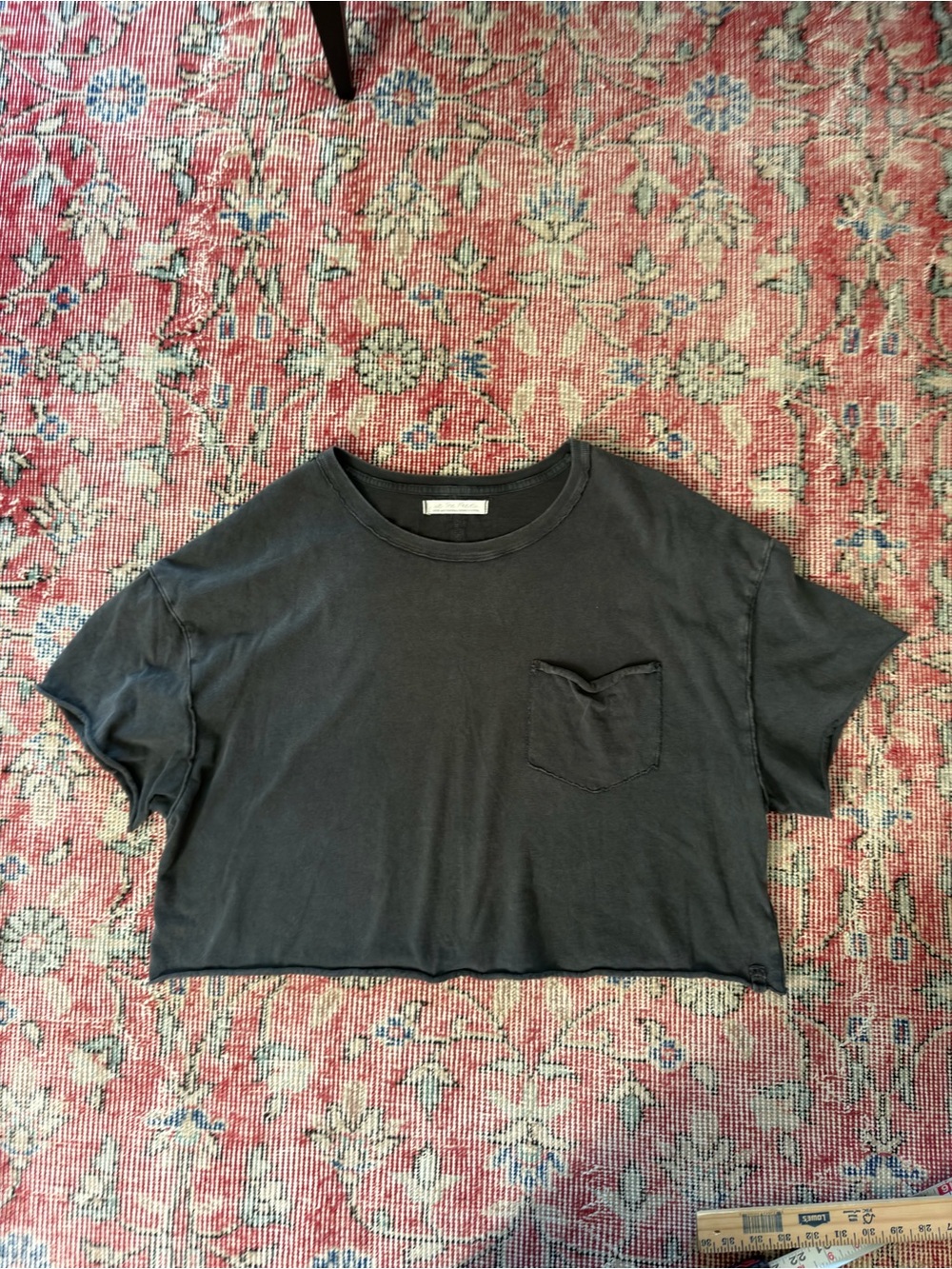 We The Free Black Washed Crop Pocket Tee